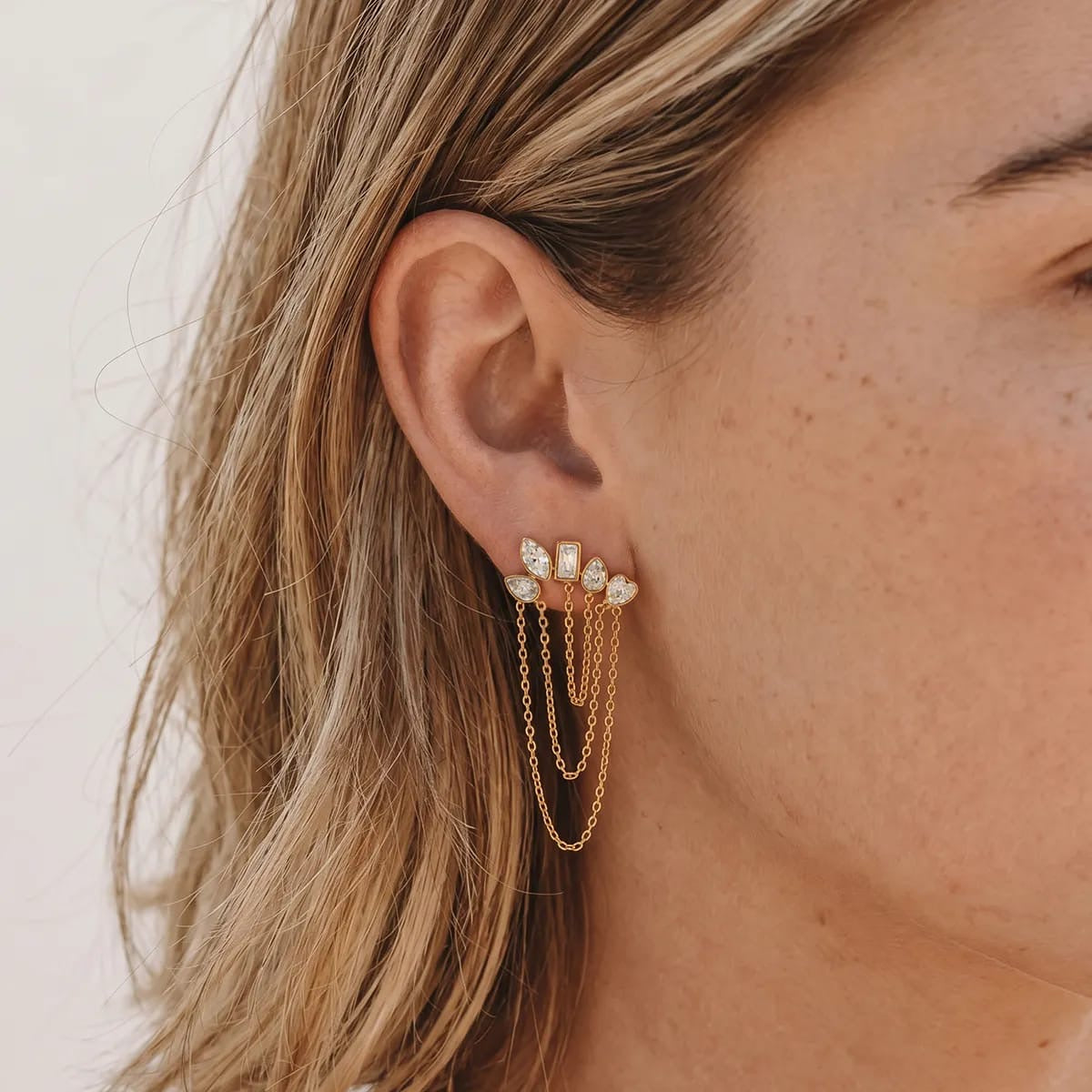 Layered Chain Drop Earrings