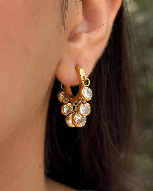 Hoop Zircon tassel drop Earring
